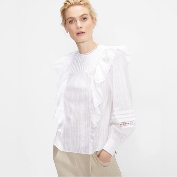 NWT Ted Baker Silais White Double Frill Blouse size TED 6 US 16 - Picture 1 of 11